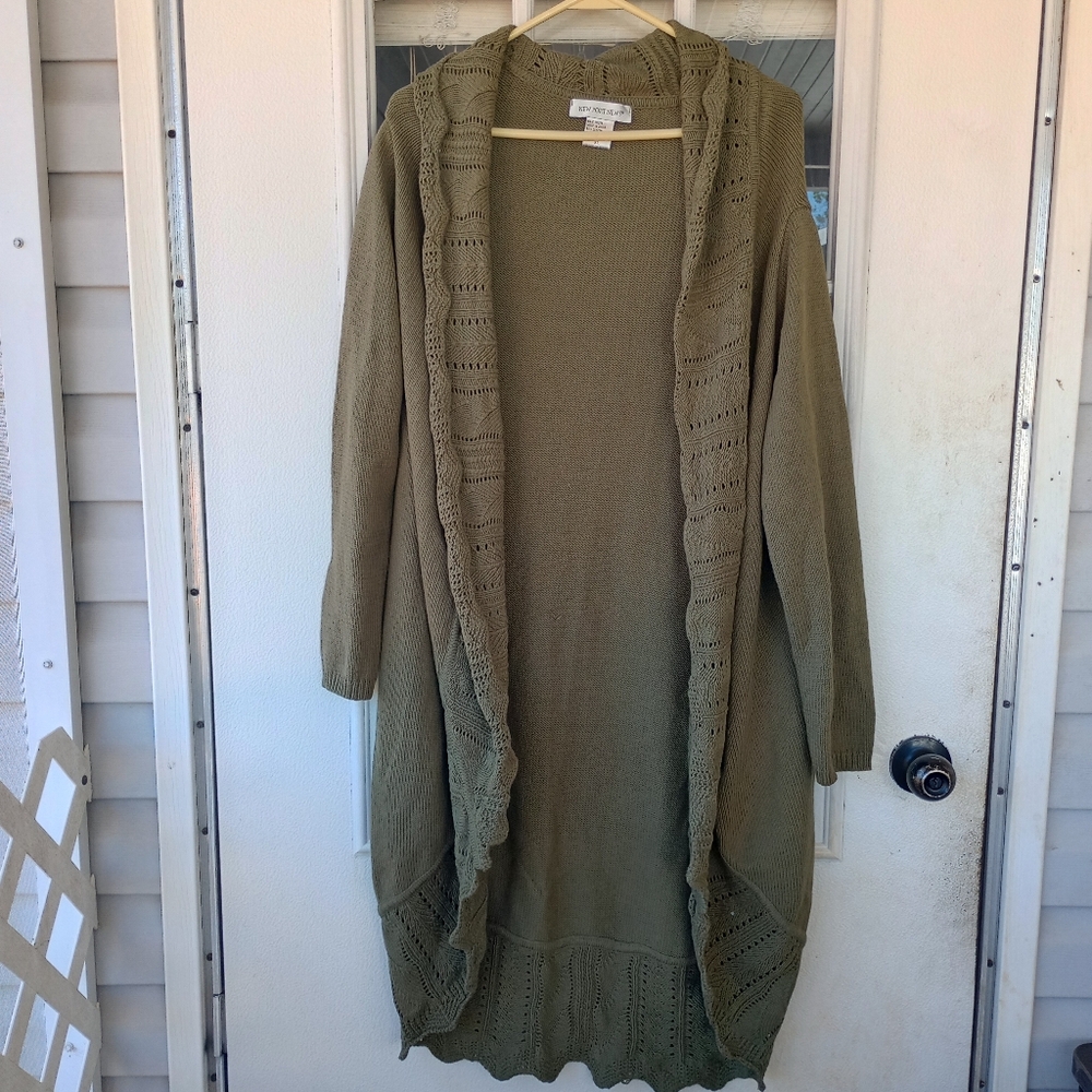 New Port News Avocado Green Cardigan Sz XL